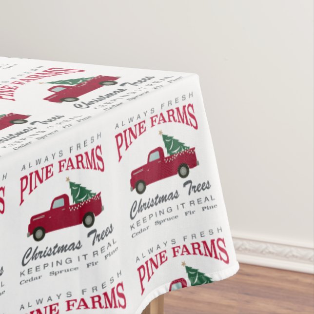 CHRISTMAS FARMHOUSE RED TRUCK TABLECLOTH (In Situ)