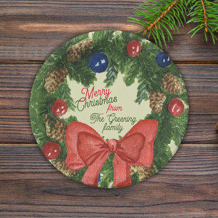 Christmas farmhouse reef fir tree family paper plate