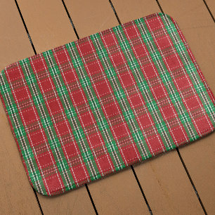 Christmas Farmhouse Rustic Holiday Red Plaid Bath Mat