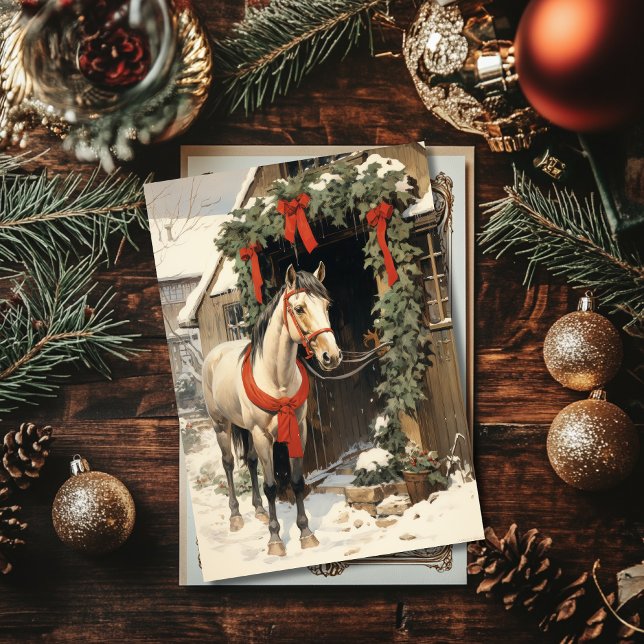 Christmas Farmhouse with Horse Stables Flat Card (Creator Uploaded)