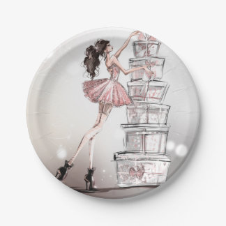 Christmas Fashion Illustration Paper Plate