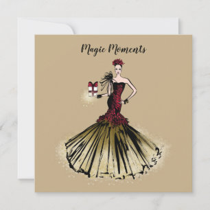 Christmas Fashion Illustration with parcel Holiday Card