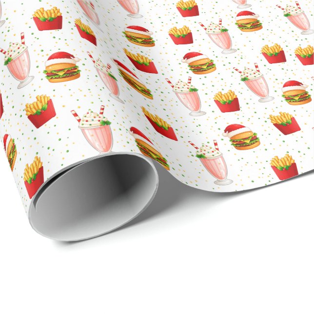 Christmas Fast Food Wrapping Paper – Festive Food (Roll Corner)
