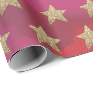 Christmas Faux Glitter Stars Gift Wrapping Paper