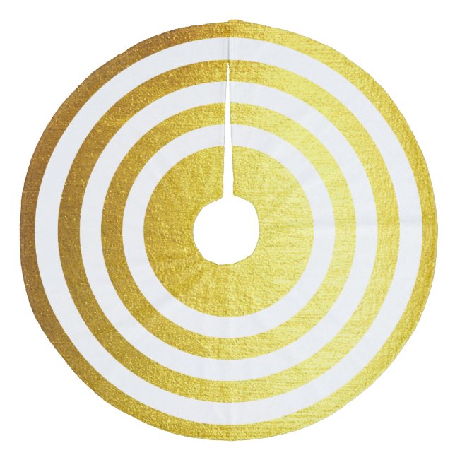 Christmas Faux Gold Striped Tree Skirt (Front)