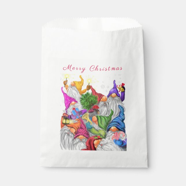 Christmas Favour Bag Gift Gnomes Party Cartoon (Front)