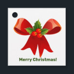 Christmas Favour Gift Tags Labels Holiday Red Bow<br><div class="desc">Festive red bow and holly favour tags for your holiday gifts!</div>