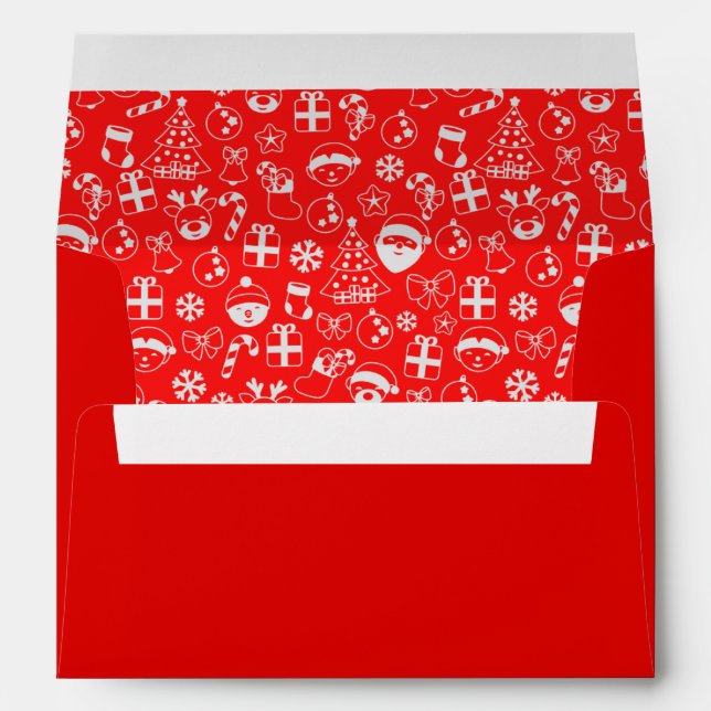 Christmas Favourites Red Santa Elf Reindeer Patter Envelope (Back (Bottom))