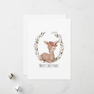 Christmas Fawn Wreath Holiday Card