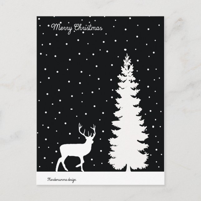 Christmas feelings - Christmas tree and reindeer Holiday Postcard (Front)