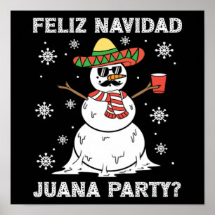 Christmas Feliz Navidad Juana Party Cool Mexican Poster