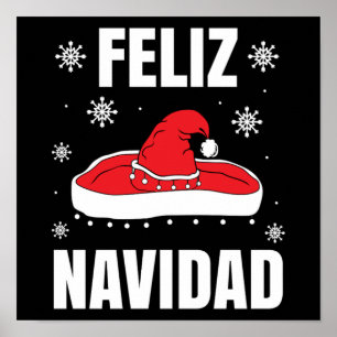 Christmas Feliz Navidad Santa Sombrero Funny Gift Poster