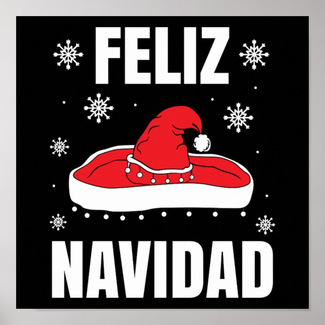 Christmas Feliz Navidad Santa Sombrero Funny Gift Poster (Front)