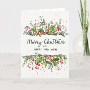 CHRISTMAS FERN n BERRIES CHRISTMAS CARD