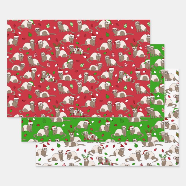 Christmas Ferret Wrapping Paper Sheets (Set)