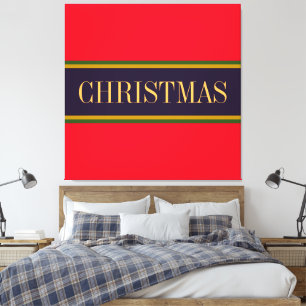 CHRISTMAS Festive Bold Bright Red Purple Stripes Canvas Print