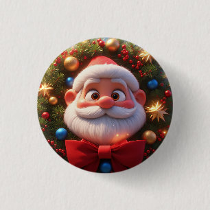 Christmas Festive Cartoon Santa Claus 3 Cm Round Badge