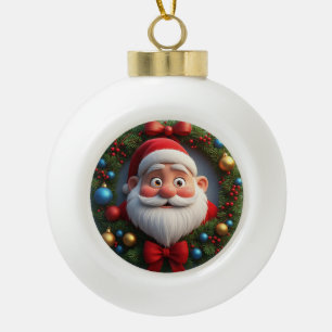 Christmas Festive Cartoon Santa Claus Ceramic Ball Christmas Ornament
