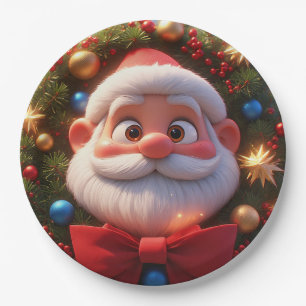Christmas Festive Cartoon Santa Claus Paper Plate