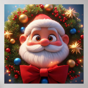 Christmas Festive Cartoon Santa Claus Poster