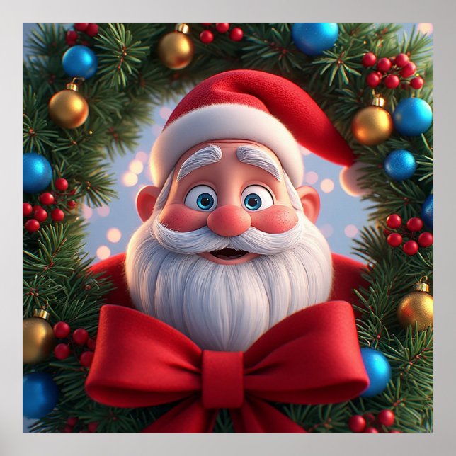Christmas Festive Cartoon Santa Claus Poster (Front)