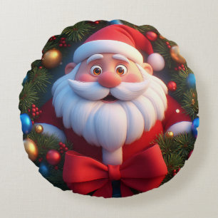 Christmas Festive Cartoon Santa Claus Round Cushion