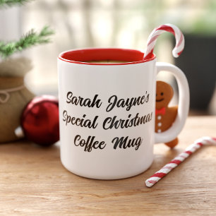 Christmas Festive Cheer Modern Typography Two-Tone Coffee Mug