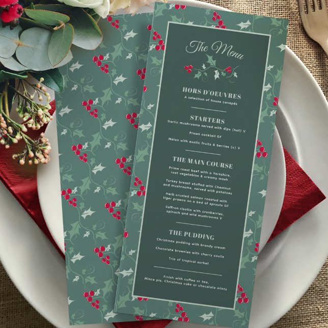 Christmas Festive Feast green red 4 course event Menu (Creator Uploaded)