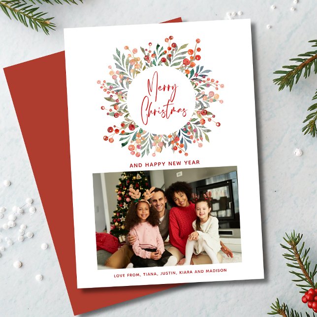 Christmas Festive Floral Modern Family Photo (Creator Uploaded)