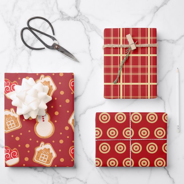Christmas Festive Gingerbread Cookies  Wrapping Paper Sheet (Front)
