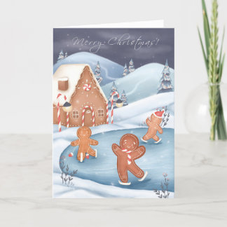 Christmas Festive Gingerbread Men Skating Card