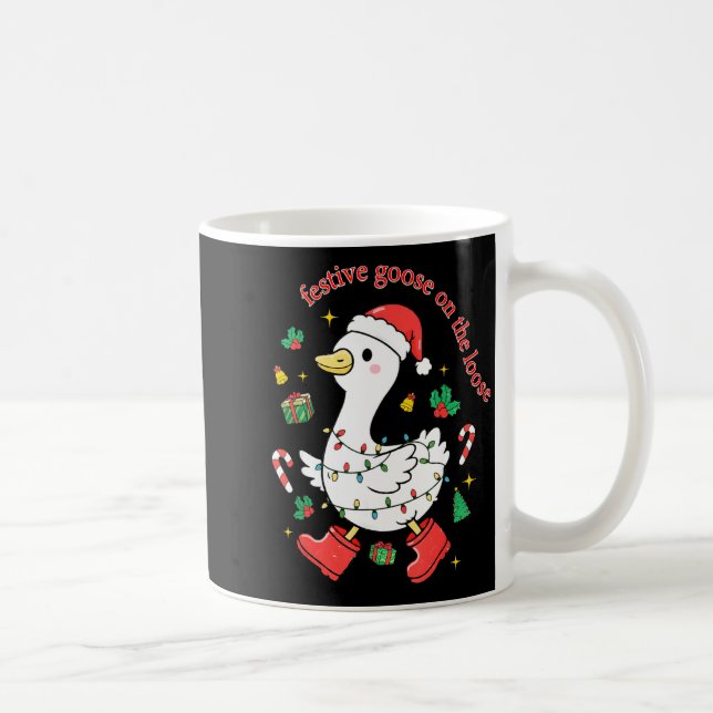 Christmas Festive Goose On The Loose Silly Goose X Coffee Mug (Right)