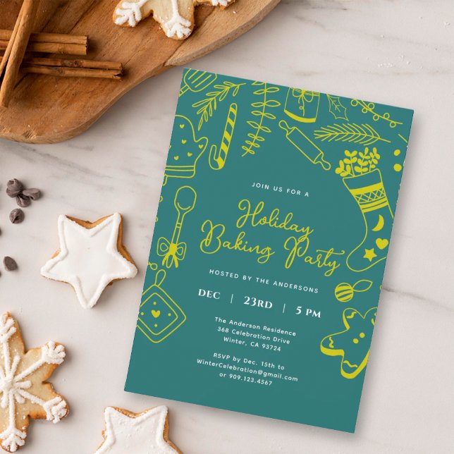 Christmas festive Green Holiday Baking Party  Invitation (Creator Uploaded)