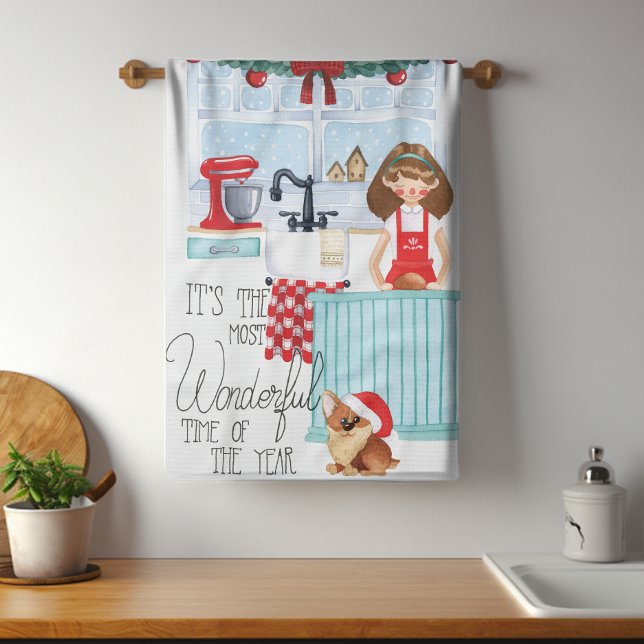 Christmas Festive Holiday Baking Watercolor Tea Towel (Creator Uploaded)