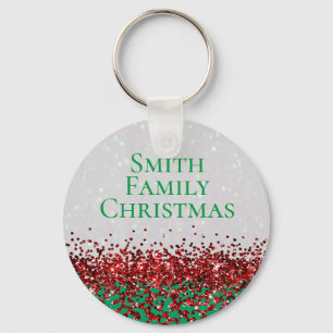 Christmas Festive Holiday Custom Leopard Glitter Key Ring