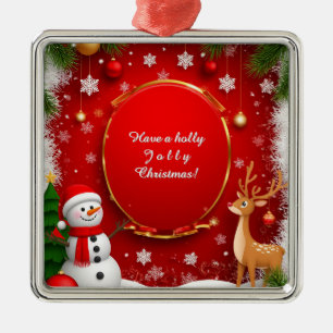 Christmas Festive Holiday Scene Metal Ornament