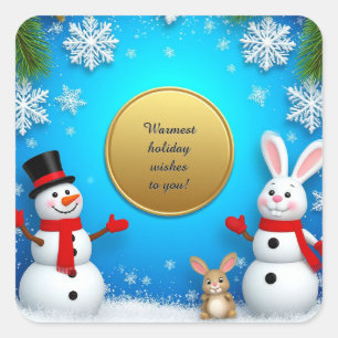 Christmas Festive Holiday Scene Square Sticker