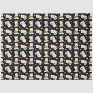 Christmas Festive Llamas on Black Tissue Paper