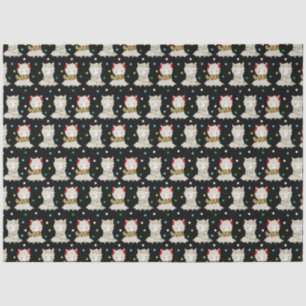 Christmas Festive Llamas on Black Tissue Paper