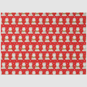 Christmas Festive Llamas on Red Tissue Paper