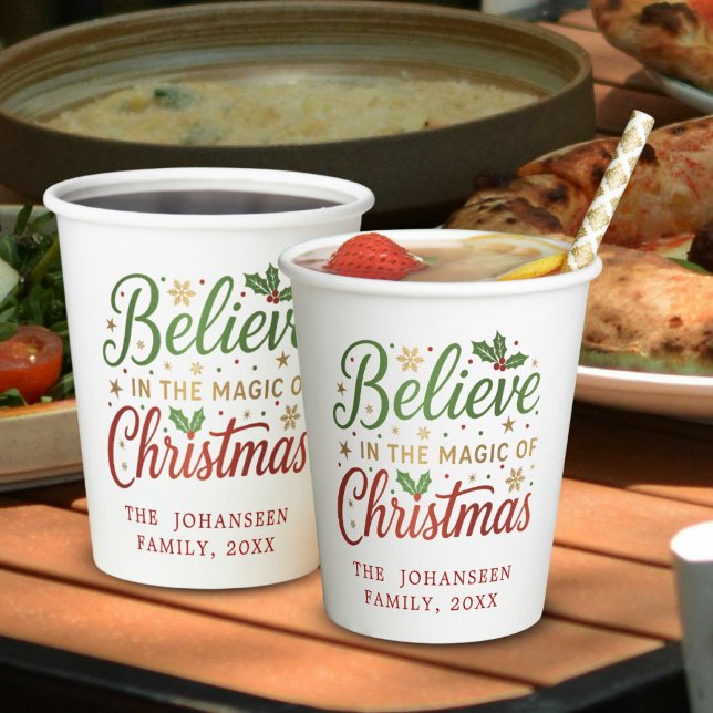 Christmas Festive Modern Party Red Typography Paper Cups (Creator Uploaded)