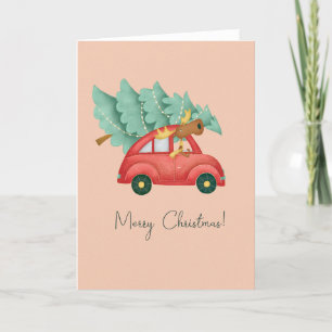 Christmas Festive Moose and Tree Card