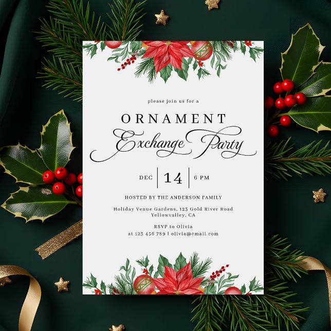Christmas Festive Ornament Exchange Party Invitation (Creator Uploaded)