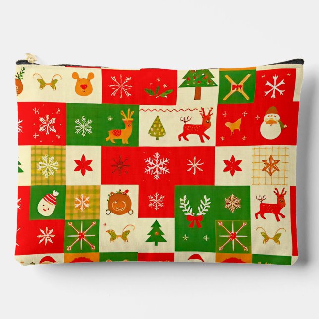 Christmas festive pattern accessory pouch (Front)