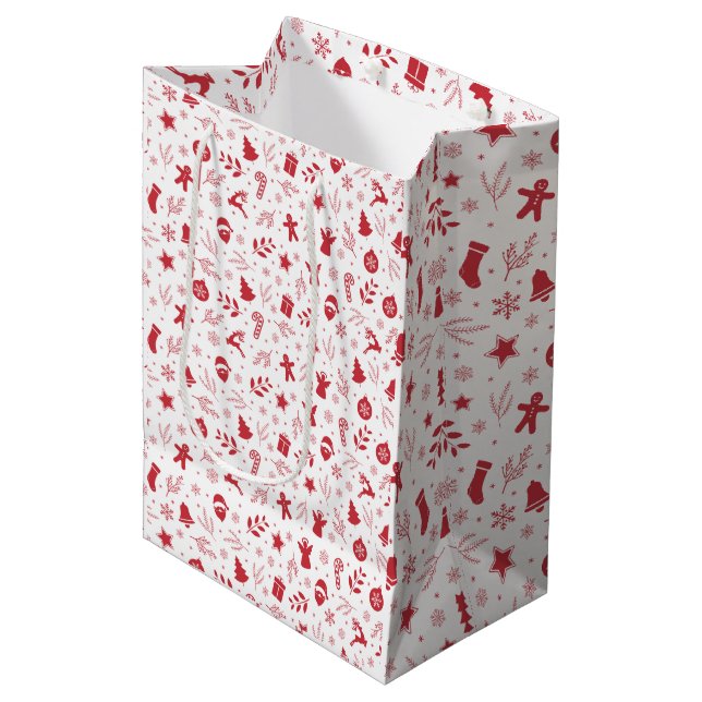 Christmas Festive Pattern Elegant Medium Gift Bag (Front Angled)