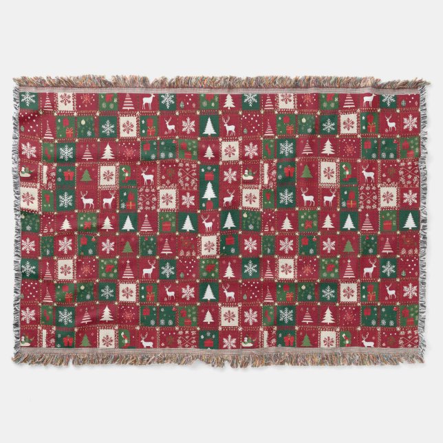Christmas festive pattern throw blanket (Front)