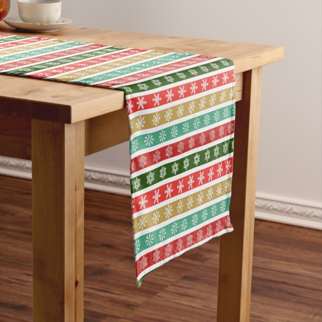 Christmas Festive patterns and colours Short Table Runner (In Situ)