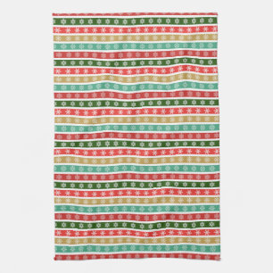 Christmas Festive patterns and colours Tea Towel
