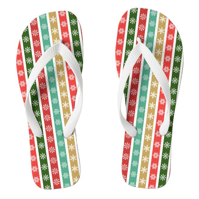 Christmas Festive patterns and colours Thongs (Footbed)