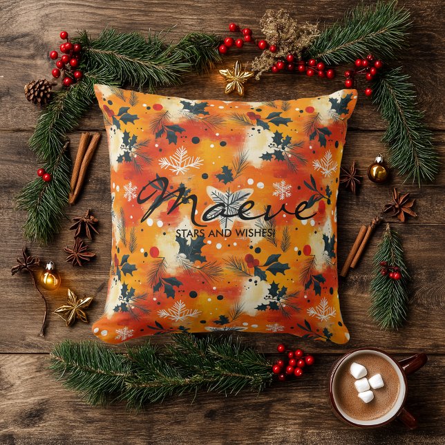 Christmas Festive Pillow with Personalised Name. (Creator Uploaded)